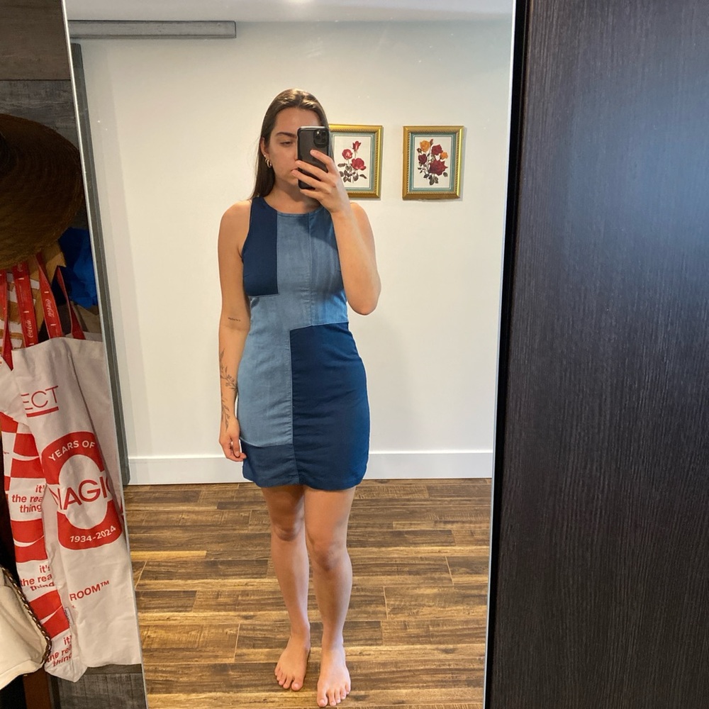 Denim Patchwork Sleeveless Dress